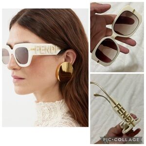 Ivory Sunglasses with Golden Highlights Square Acetate